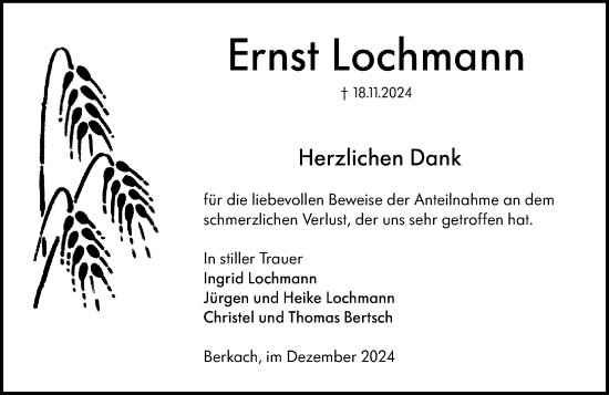 Traueranzeige von Ernst Lochmann von Groß-Gerauer Echo
