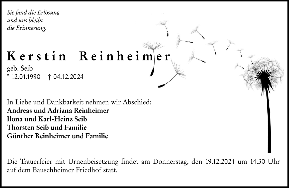  Traueranzeige für Kerstin Reinheimer vom 16.12.2024 aus Rüsselsheimer Echo