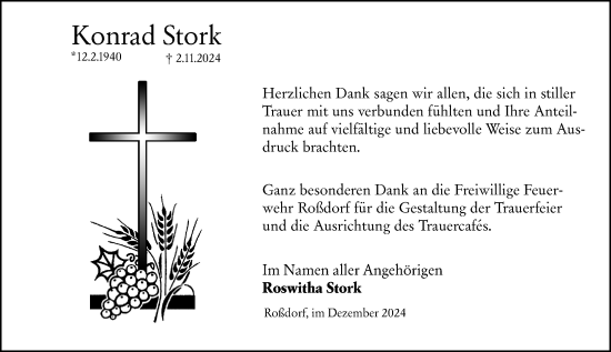 Traueranzeige von Konrad Stork von Darmstädter Echo
