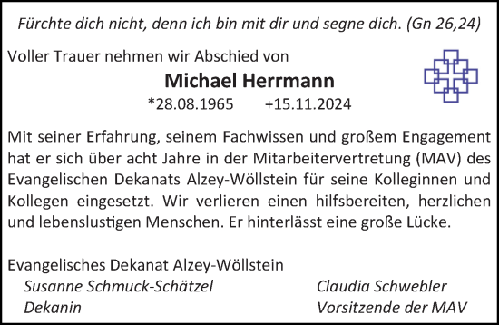Traueranzeige von Michael Herrmann von Alzeyer Wochenblatt