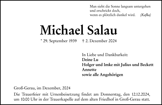 Traueranzeige von Michael Salau von Groß-Gerauer Echo