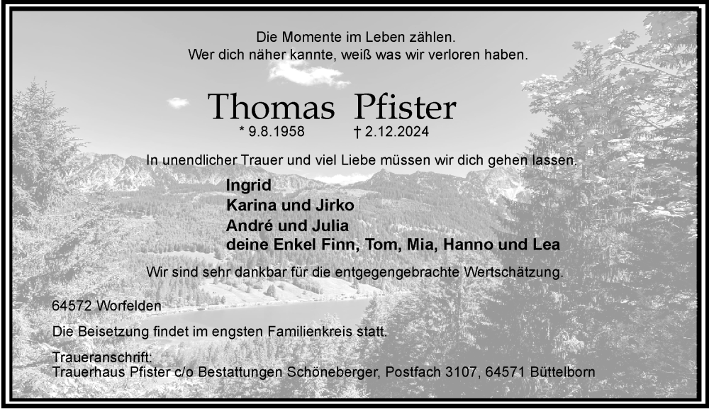  Traueranzeige für Thomas Pfister vom 07.12.2024 aus Groß-Gerauer Echo
