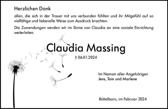 Traueranzeige von Claudia Massing von Groß-Gerauer Echo
