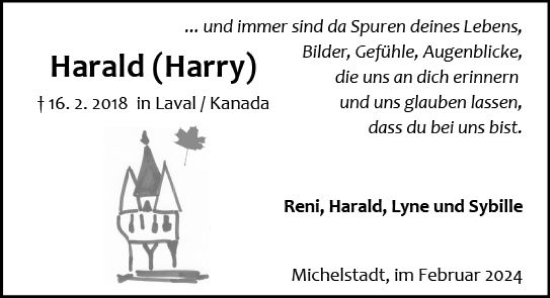 Traueranzeige von Harald  von Odenwälder Echo