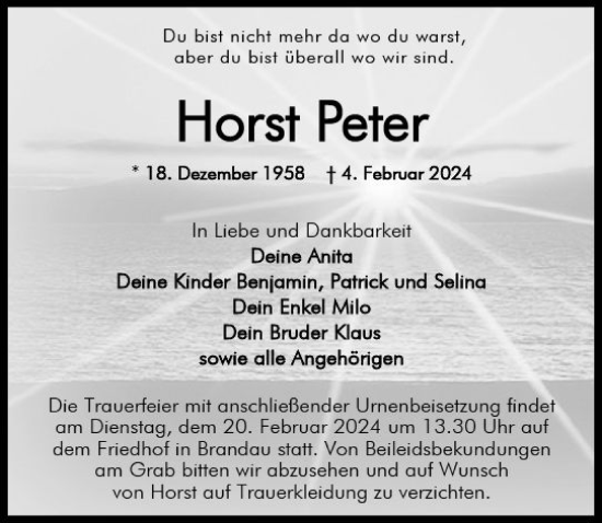 Traueranzeige von Horst Peter von Darmstädter Echo