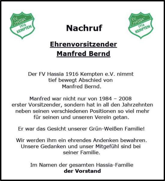 Traueranzeige von Manfred Bernd von Allgemeine Zeitung Bingen/Ingelheim
