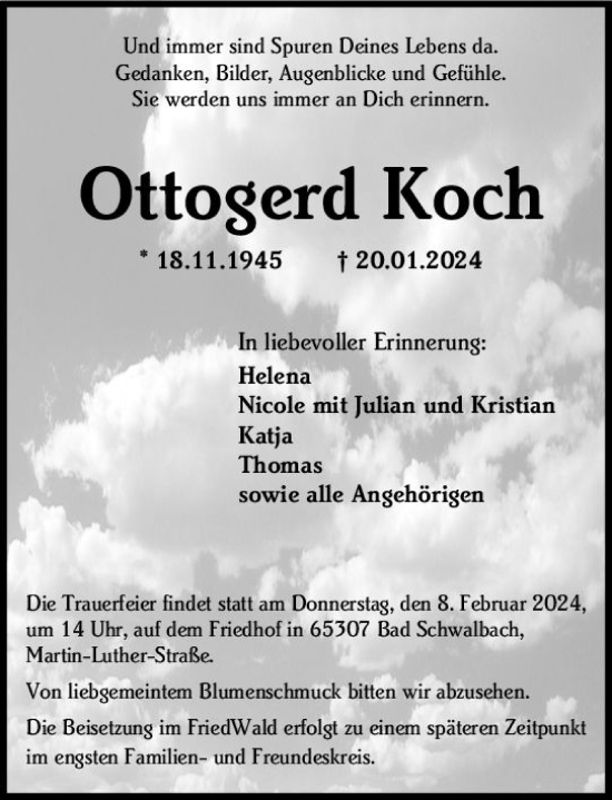 Traueranzeige von Ottogerd Koch von Wiesbadener Kurier