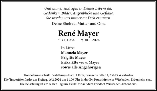 Traueranzeige von René Mayer von Darmstädter Echo