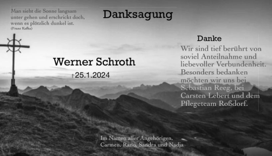 Traueranzeige von Werner Schroth von Darmstädter Echo