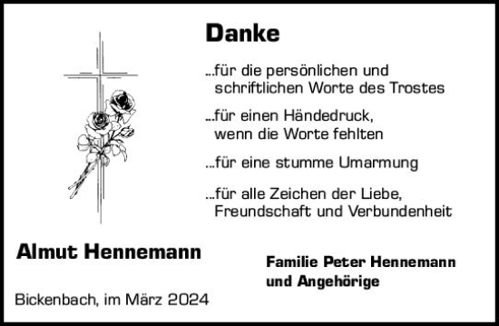 Traueranzeige von Almuth Hennemann von Darmstädter Echo