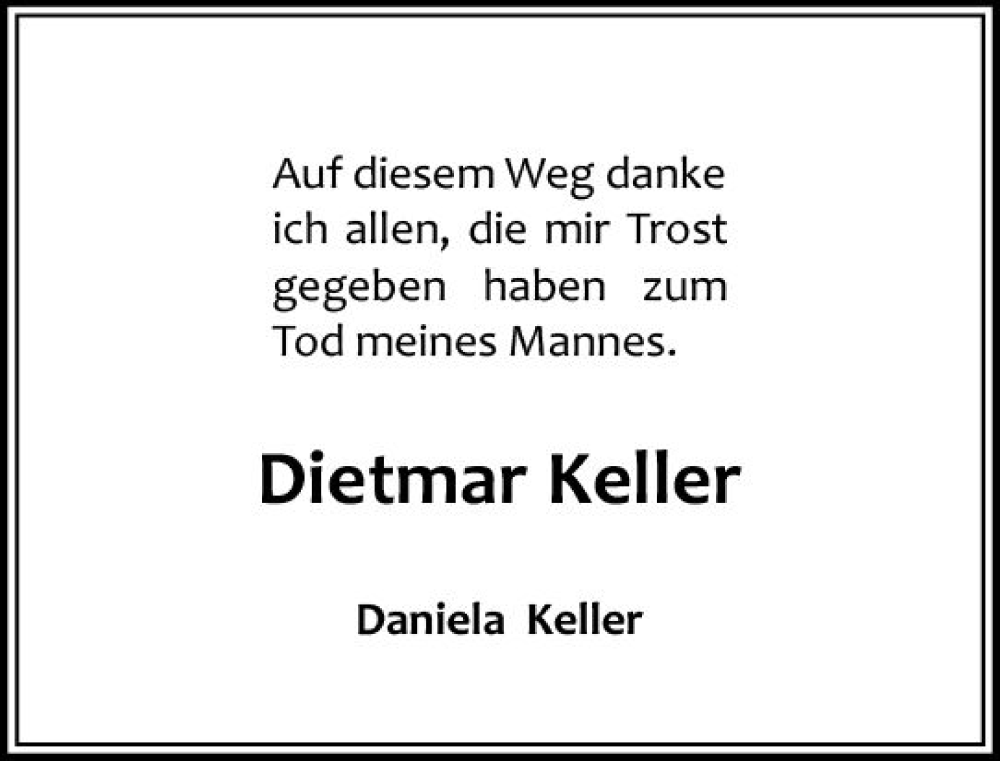  Traueranzeige für Dietmar Keller vom 23.03.2024 aus Wiesbadener Kurier