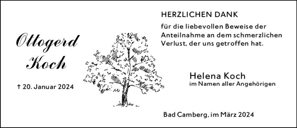 Traueranzeige für Ottogerd Koch vom 09.03.2024 aus Wiesbadener Kurier