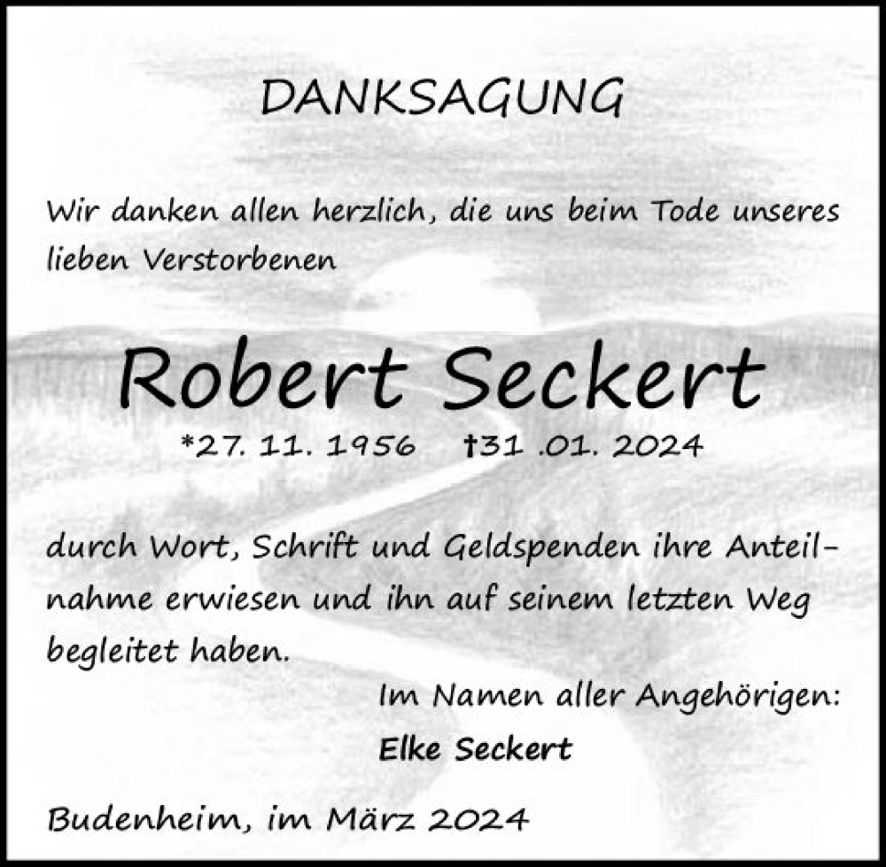  Traueranzeige für Robert Seckert vom 09.03.2024 aus Allgemeine Zeitung Mainz