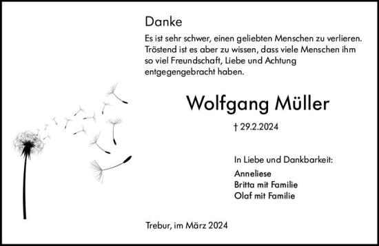Traueranzeige von Wolfgang Müller von Groß-Gerauer Echo