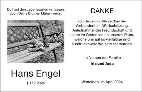 Traueranzeige von Hans Engel von Groß-Gerauer Echo