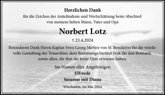 Traueranzeige von Norbert Lotz von Wiesbadener Kurier