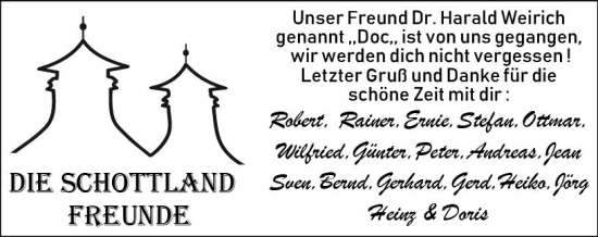 Traueranzeige von Harald Weirich von Allgemeine Zeitung Bingen/Ingelheim