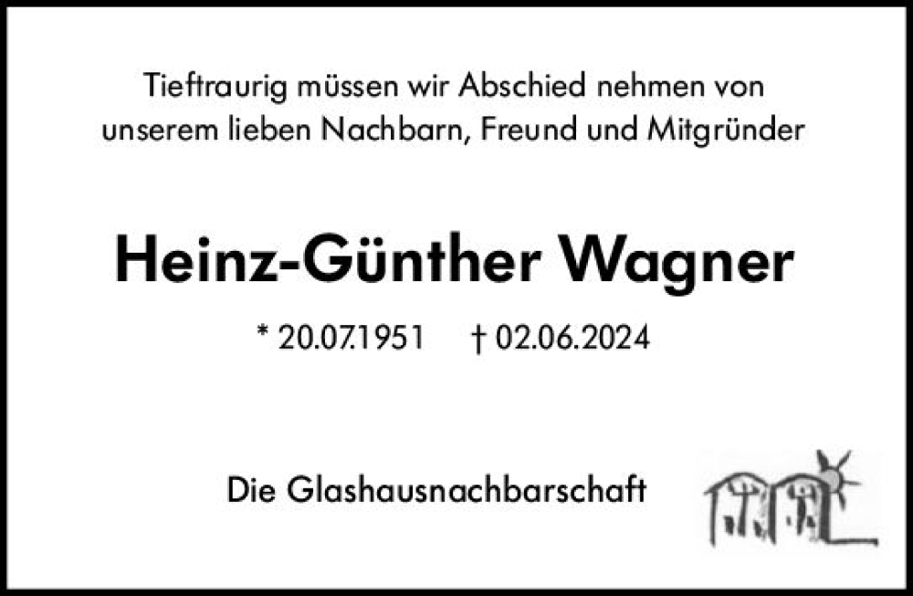  Traueranzeige für Heinz-Günther Wagner vom 08.06.2024 aus Darmstädter Echo