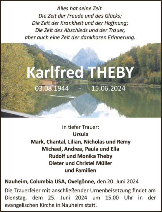 Traueranzeige von Karlfred Theby von Camberger Anzeiger