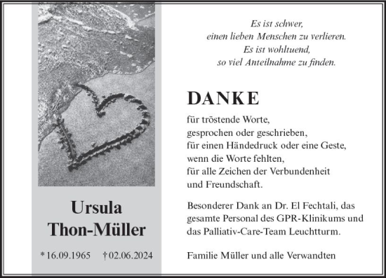 Traueranzeige von Ursula Thon-Müller von Rüsselsheimer Echo
