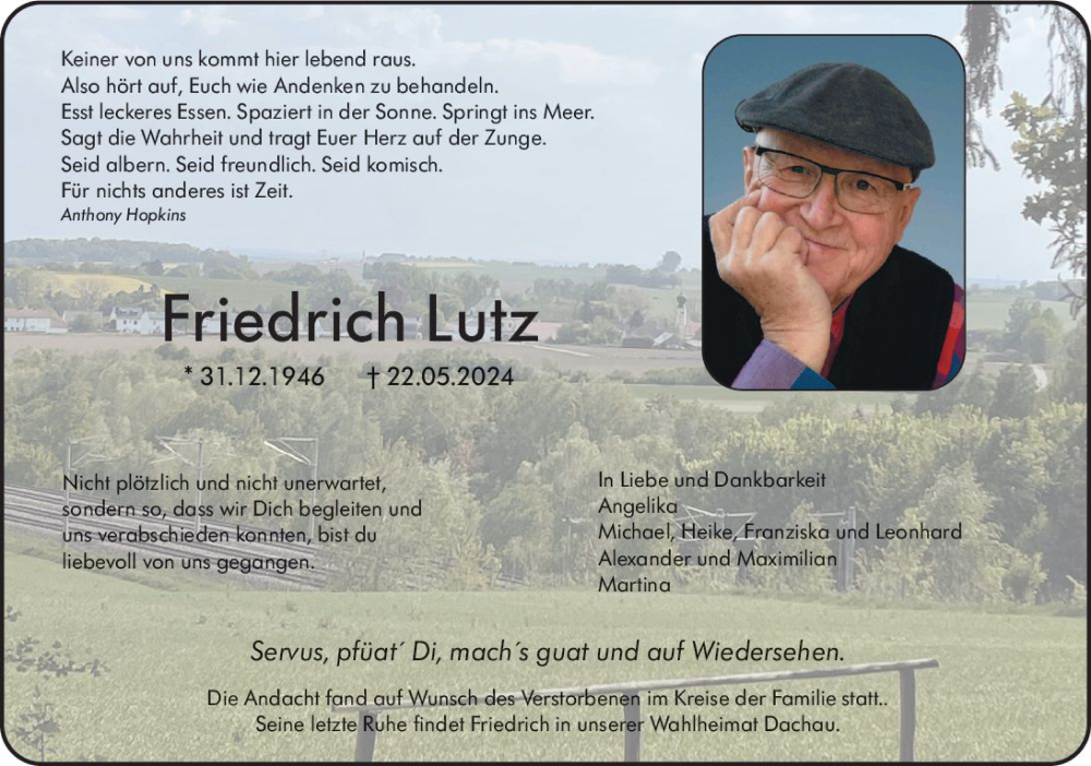  Traueranzeige für Friedrich Lutz vom 06.07.2024 aus Groß-Gerauer Echo