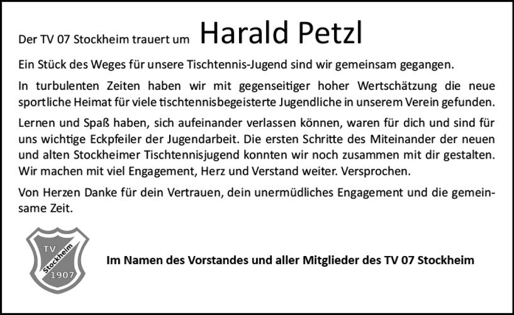 Traueranzeige für Harald Petzl vom 27.07.2024 aus Odenwälder Echo
