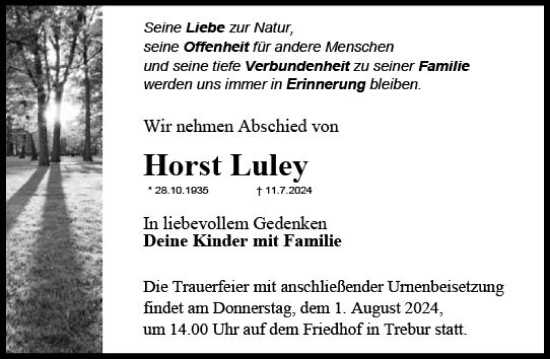Traueranzeige von Horst Luley von Groß-Gerauer Echo