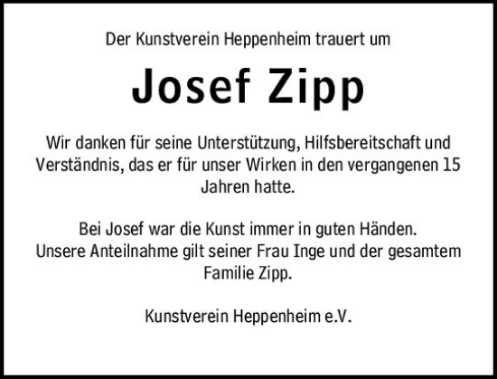 Traueranzeige von Josef Zipp von Südhessen Morgen
