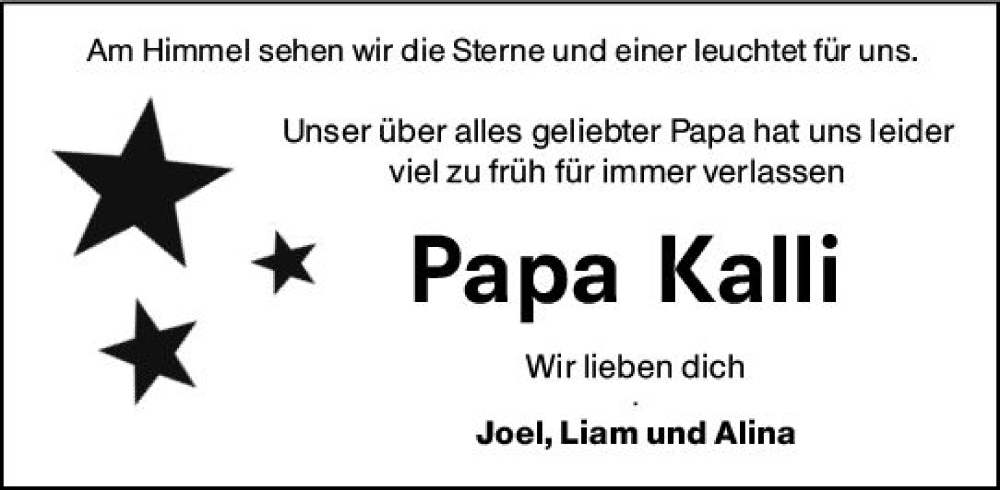  Traueranzeige für Kalli Schulz vom 03.08.2024 aus Darmstädter Echo