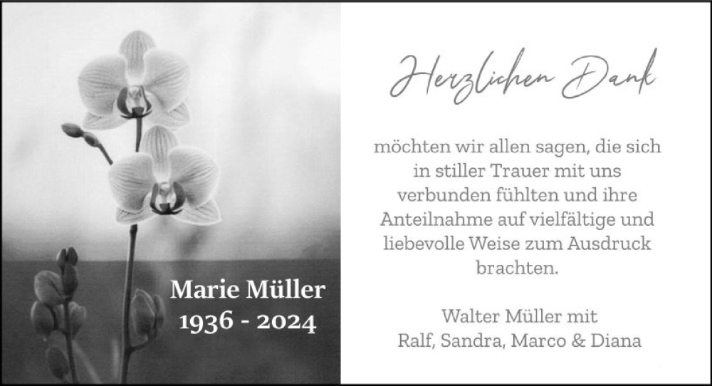  Traueranzeige für Marie Müller vom 17.08.2024 aus Odenwälder Echo
