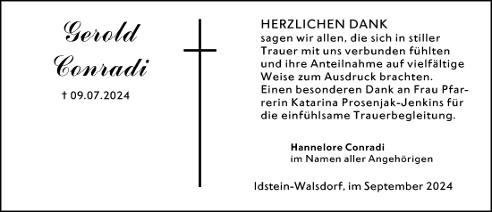 Traueranzeige von Gerold Conradi von Camberger Anzeiger