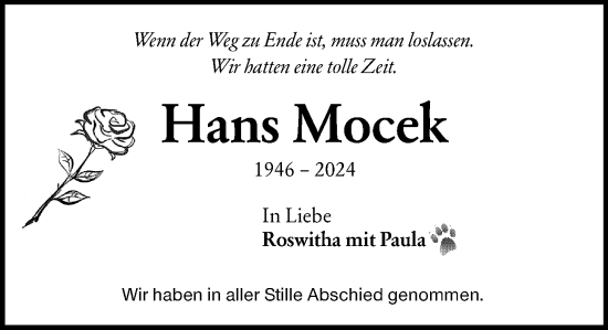 Traueranzeige von Hans Mocek von Darmstädter Echo