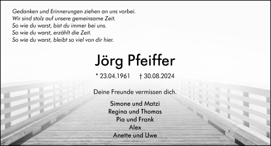 Traueranzeige von Jörg Pfeiffer von Dill Block