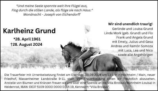 Traueranzeige von Karlheinz Grund von Wiesbadener Kurier