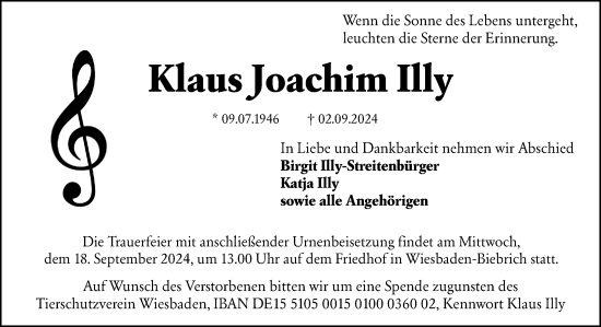 Traueranzeige von Klaus Joachim Illy von Wiesbadener Kurier