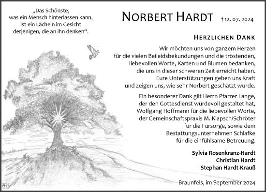 Traueranzeige von Norbert Hardt von Wetzlarer Neue Zeitung