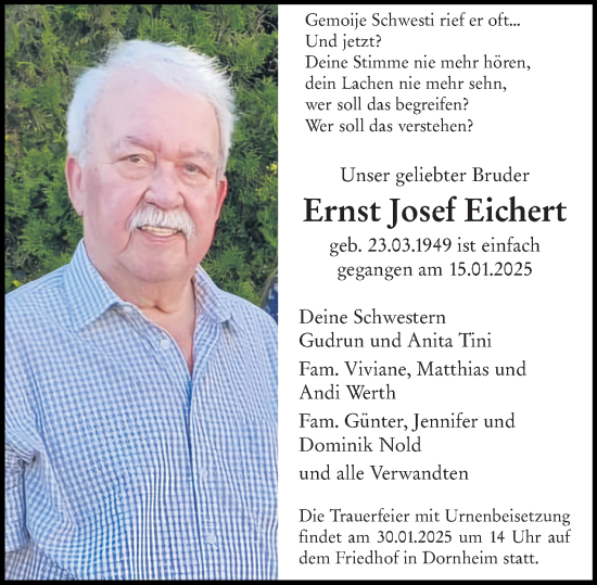 Traueranzeige von Ernst Josef Eichert von Groß-Gerauer Echo