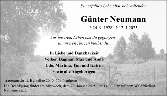 Traueranzeige von Günter Neumann von Rüsselsheimer Echo