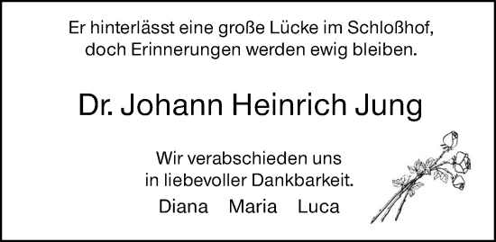 Traueranzeige von Johann Heinrich Jung von Hinterländer Anzeiger