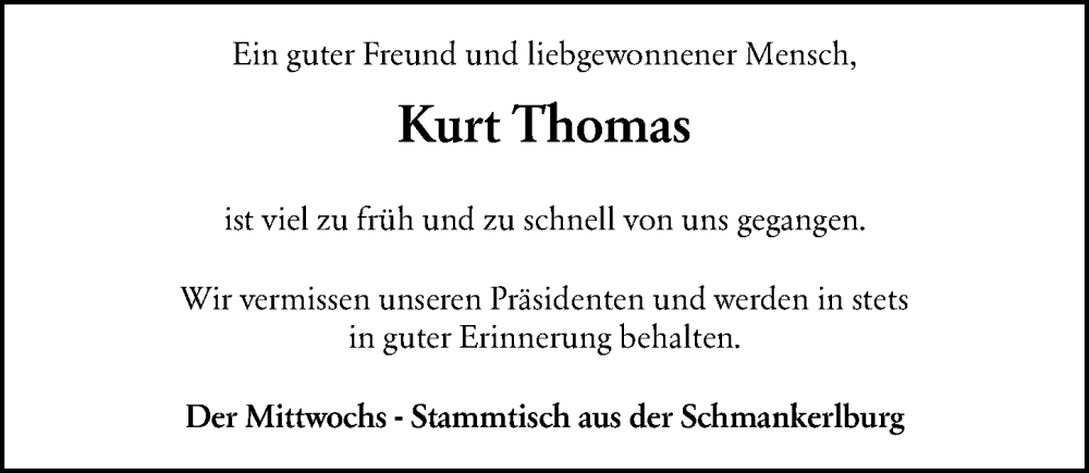  Traueranzeige für Kurt Thomas vom 11.01.2025 aus Dieburger Anzeiger/Groß-Zimmerner Lokal-Anzeiger