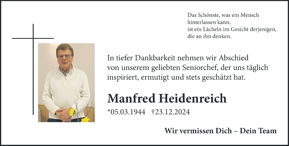  Traueranzeige für Manfred Heidenreich vom 11.01.2025 aus Groß-Gerauer Echo