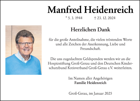 Traueranzeige von Manfred Heidenreich von Rüsselsheimer Echo