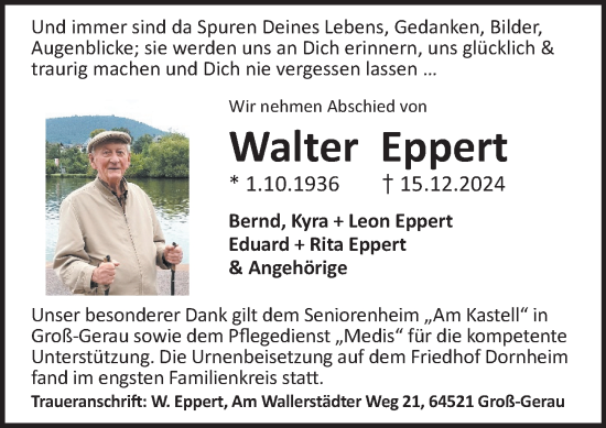 Traueranzeige von Walter Eppert von Groß-Gerauer Echo