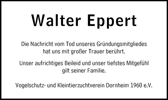 Traueranzeige von Walter Eppert von Groß-Gerauer Echo