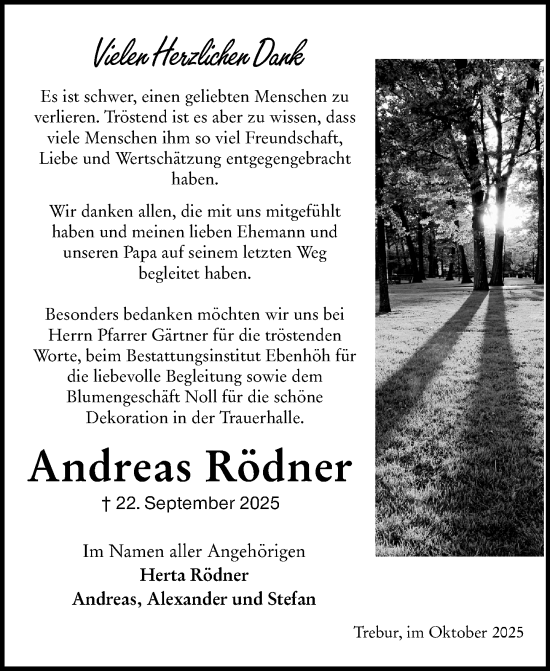 Traueranzeige von Andreas Rödner von Groß-Gerauer Echo