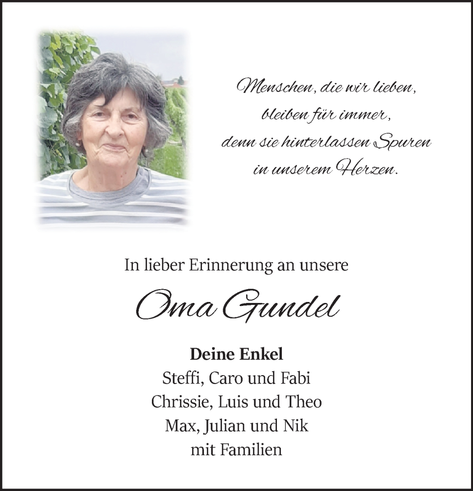  Traueranzeige für Gundel Baus vom 25.10.2025 aus Odenwälder Echo