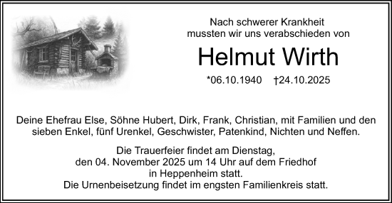 Traueranzeige von Helmut Wirth von Starkenburger Echo