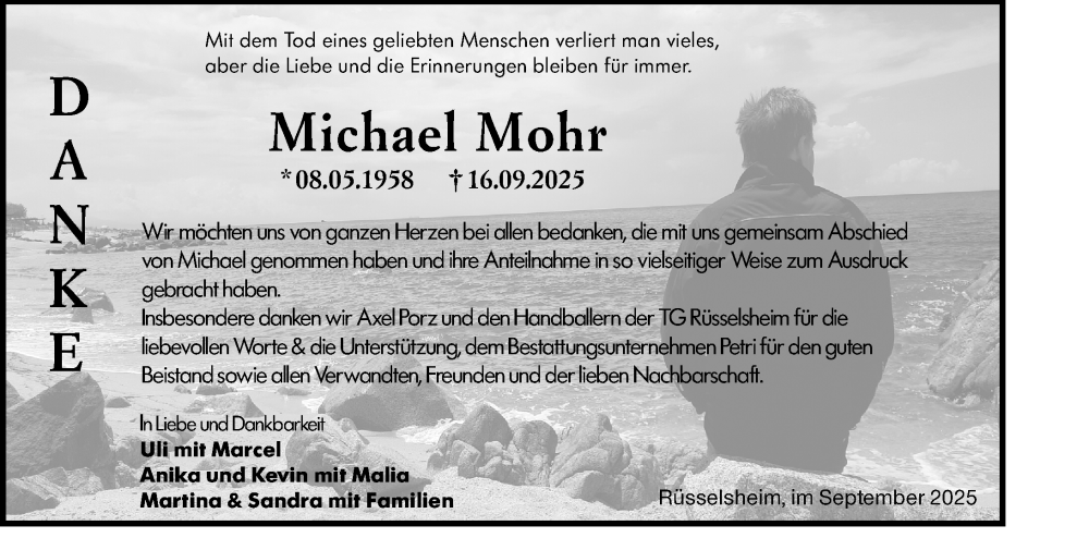  Traueranzeige für Michael Mohr vom 18.10.2025 aus Rüsselsheimer Echo