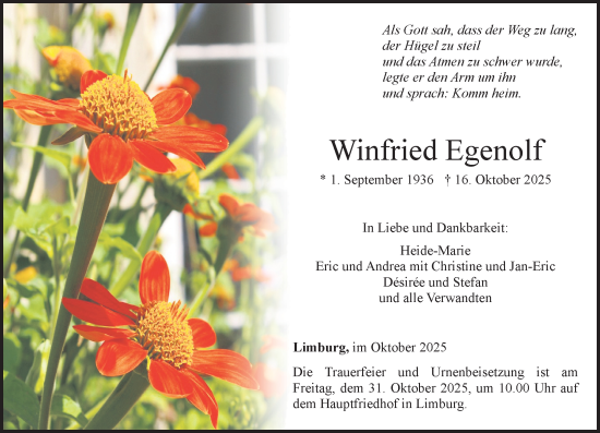 Traueranzeige von Winfried Egenolf von Nassauische Neue Presse