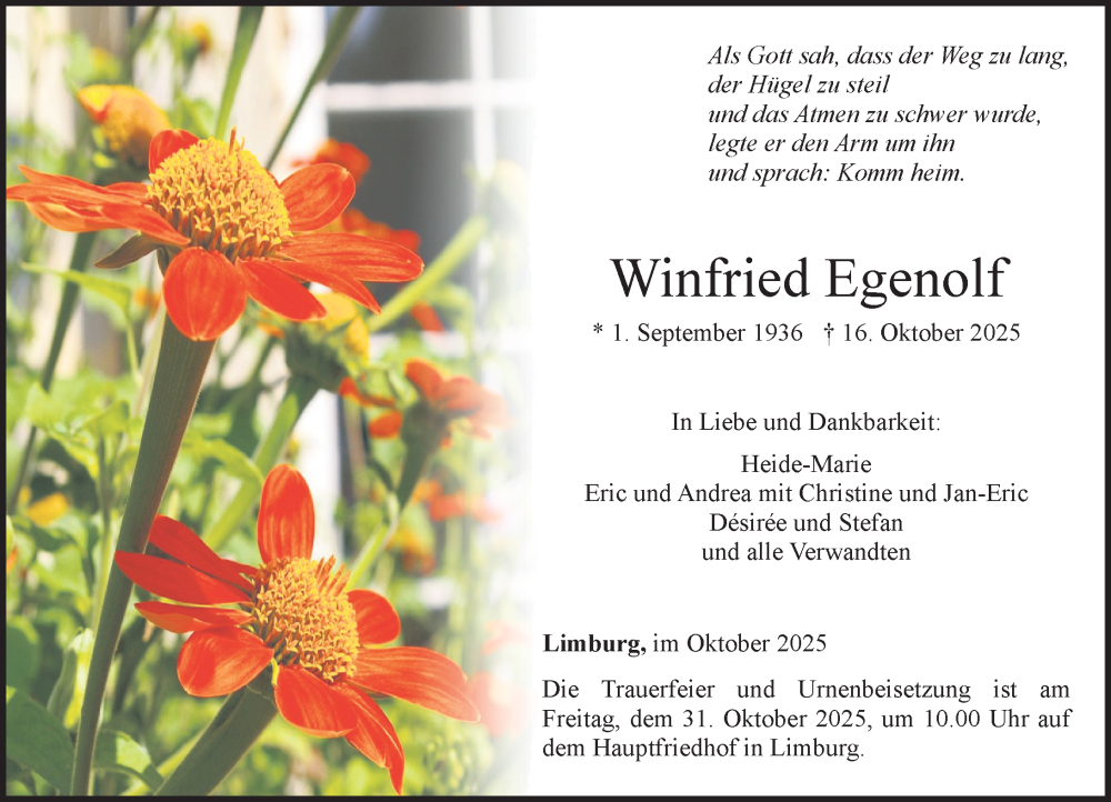  Traueranzeige für Winfried Egenolf vom 25.10.2025 aus Nassauische Neue Presse